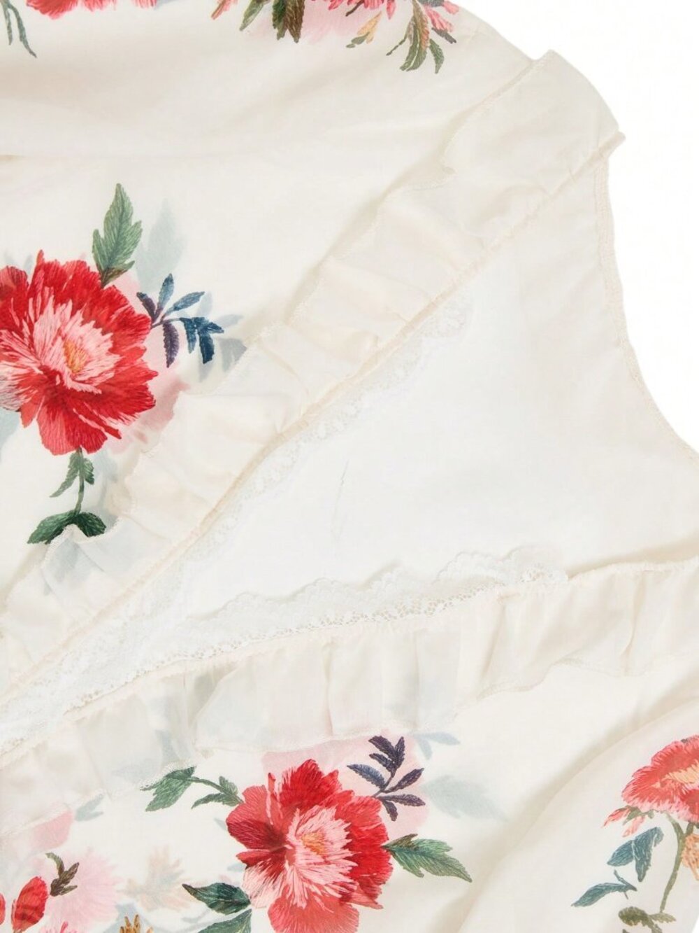 Multicolor Boho Women's Elegant Floral Print Ruffle Hem Blouse - Picture 5 of 7